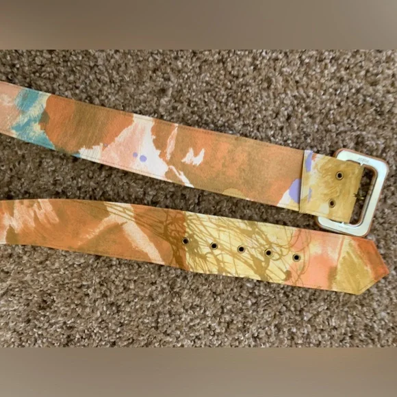 Vtg Louis Feraud 100% Silk Midi Dress Abstract Wearable Artsy sz 10 Belted Boho - Picture 15 of 16